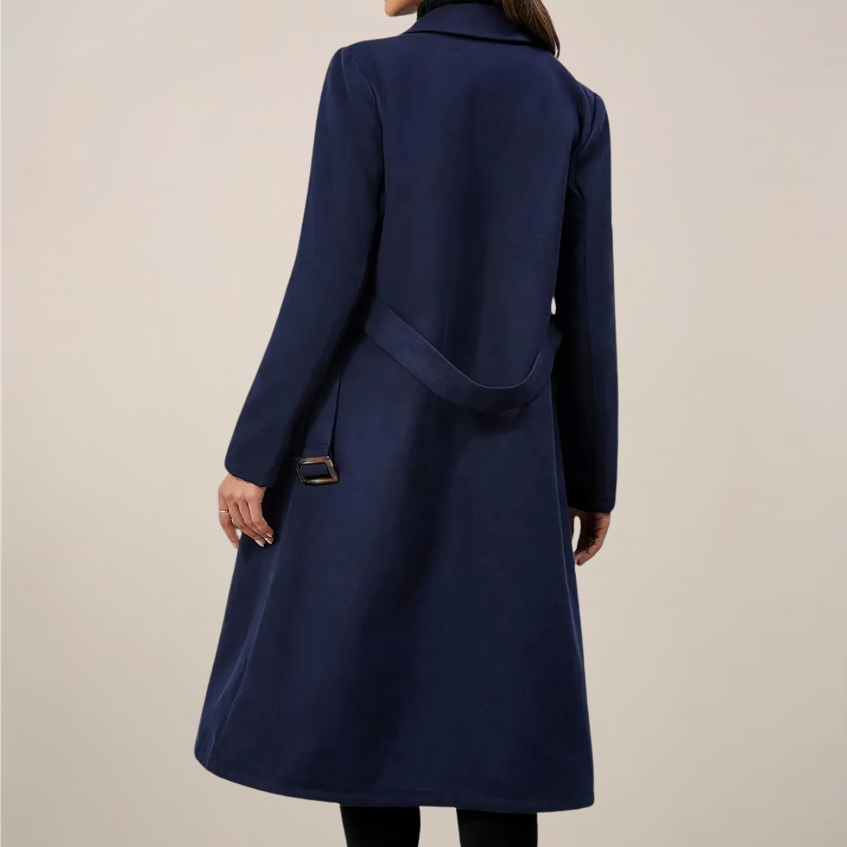 Women’s Double-Breasted Long Overcoat – Belted Tailored Fit for Autumn & Winter