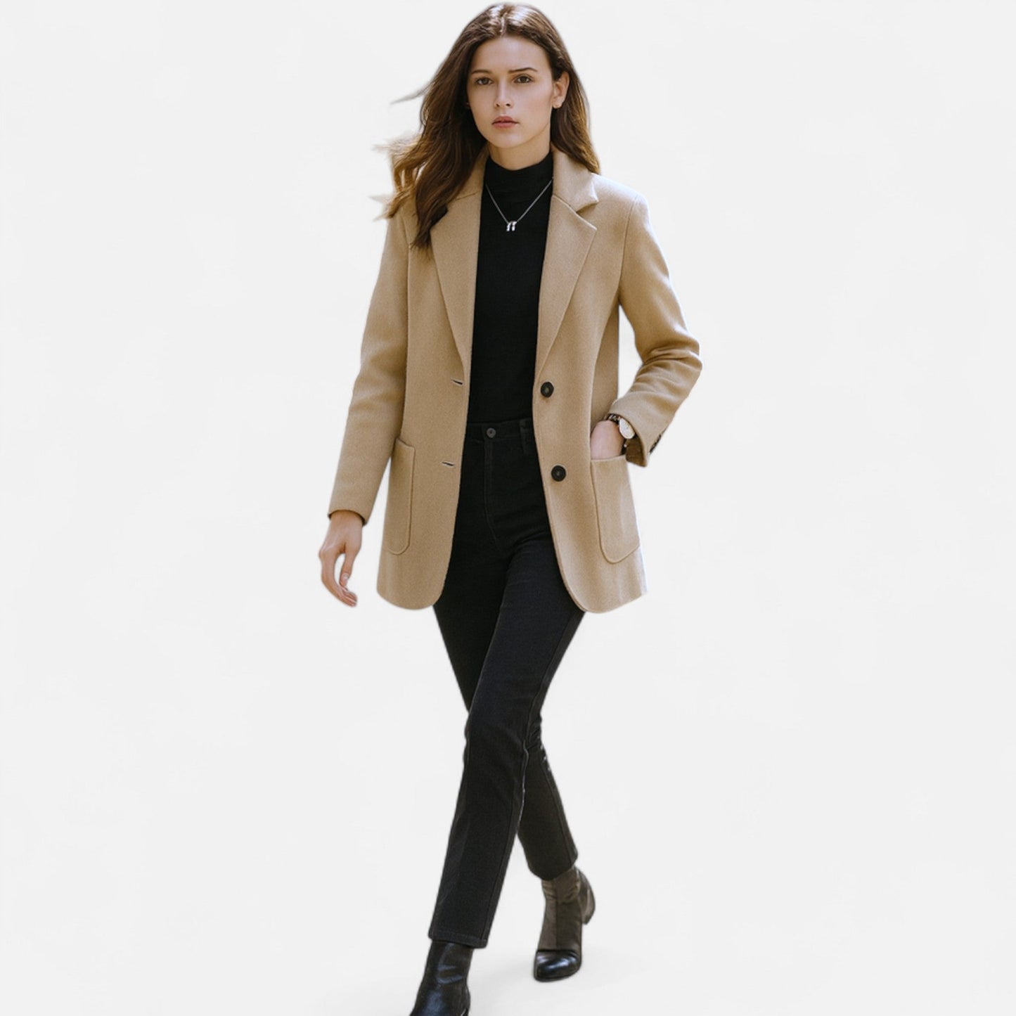 Women’s Blazer Coat – Classic Tailored – Buttoned – Structured Fit