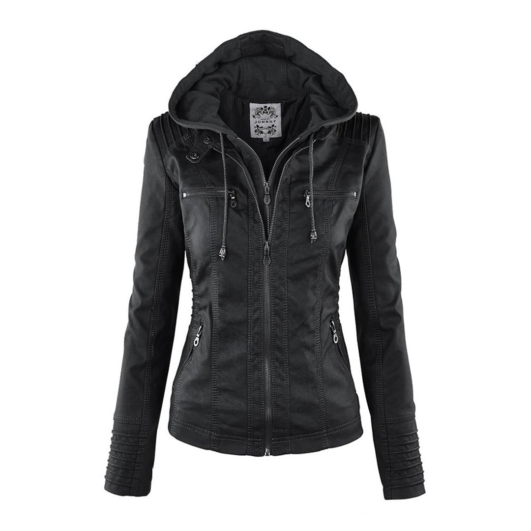 Women’s Brown Hooded Zip-Up Jacket – All-Season Casual Outerwear
