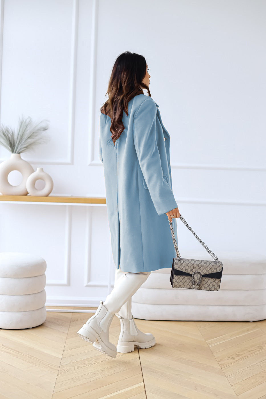 Women’s Double-Breasted Long Coat – Tailored Winter Coat