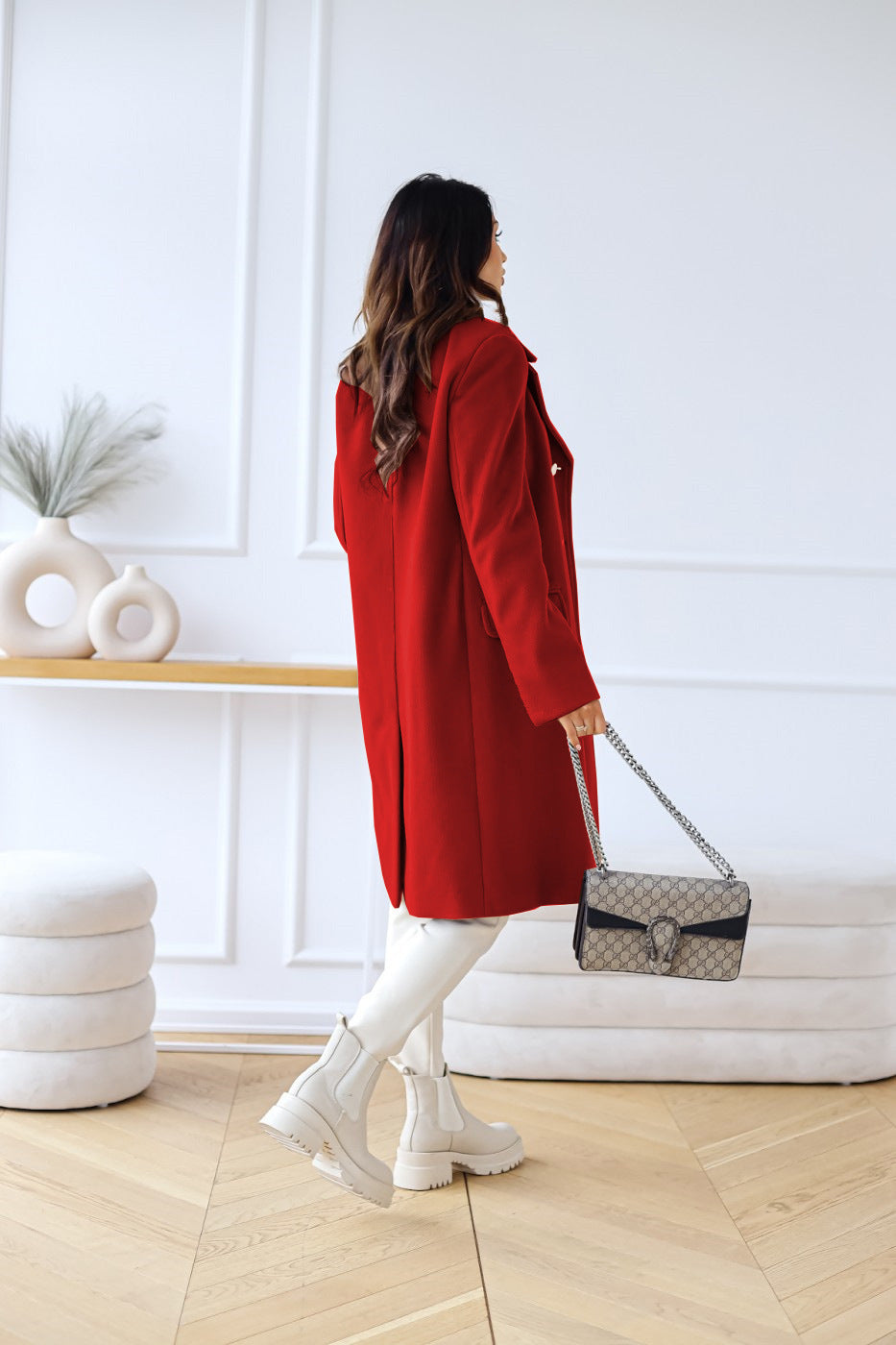 Women’s Double-Breasted Long Coat – Tailored Winter Coat