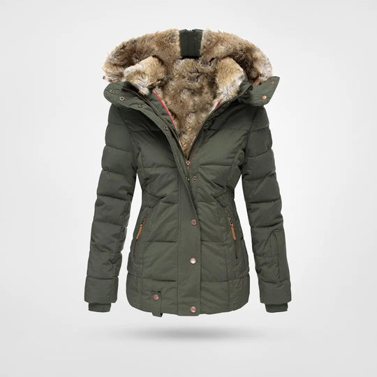 Women’s Faux-Fur Hooded Puffer Jacket – Insulated, Water-Resistant