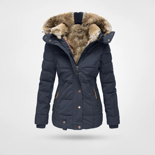 Women’s Faux-Fur Hooded Puffer Jacket – Insulated, Water-Resistant