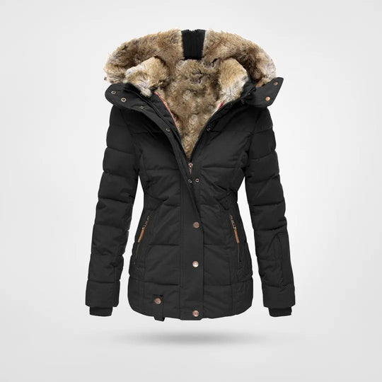 Women’s Faux-Fur Hooded Puffer Jacket – Insulated, Water-Resistant