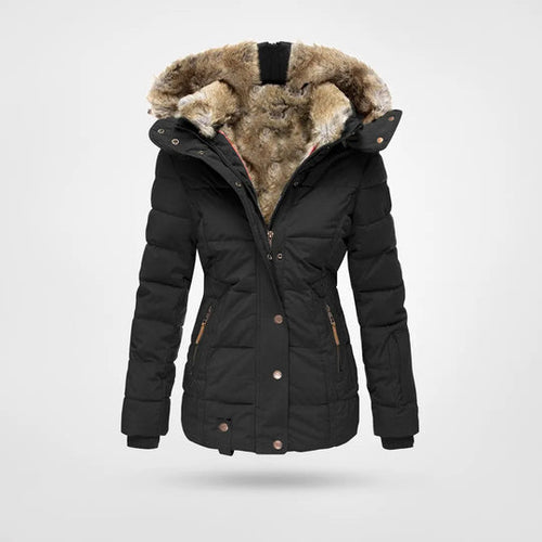 Women’s Faux-Fur Hooded Puffer Jacket – Insulated, Water-Resistant