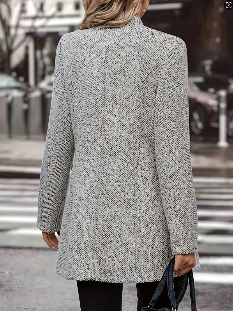 Women’s Herringbone Coat – Longline Tailored Style
