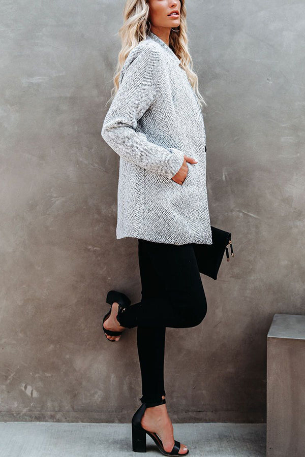Women’s Light Grey Casual Longline Coat with Pockets – Everyday Smart Outerwear