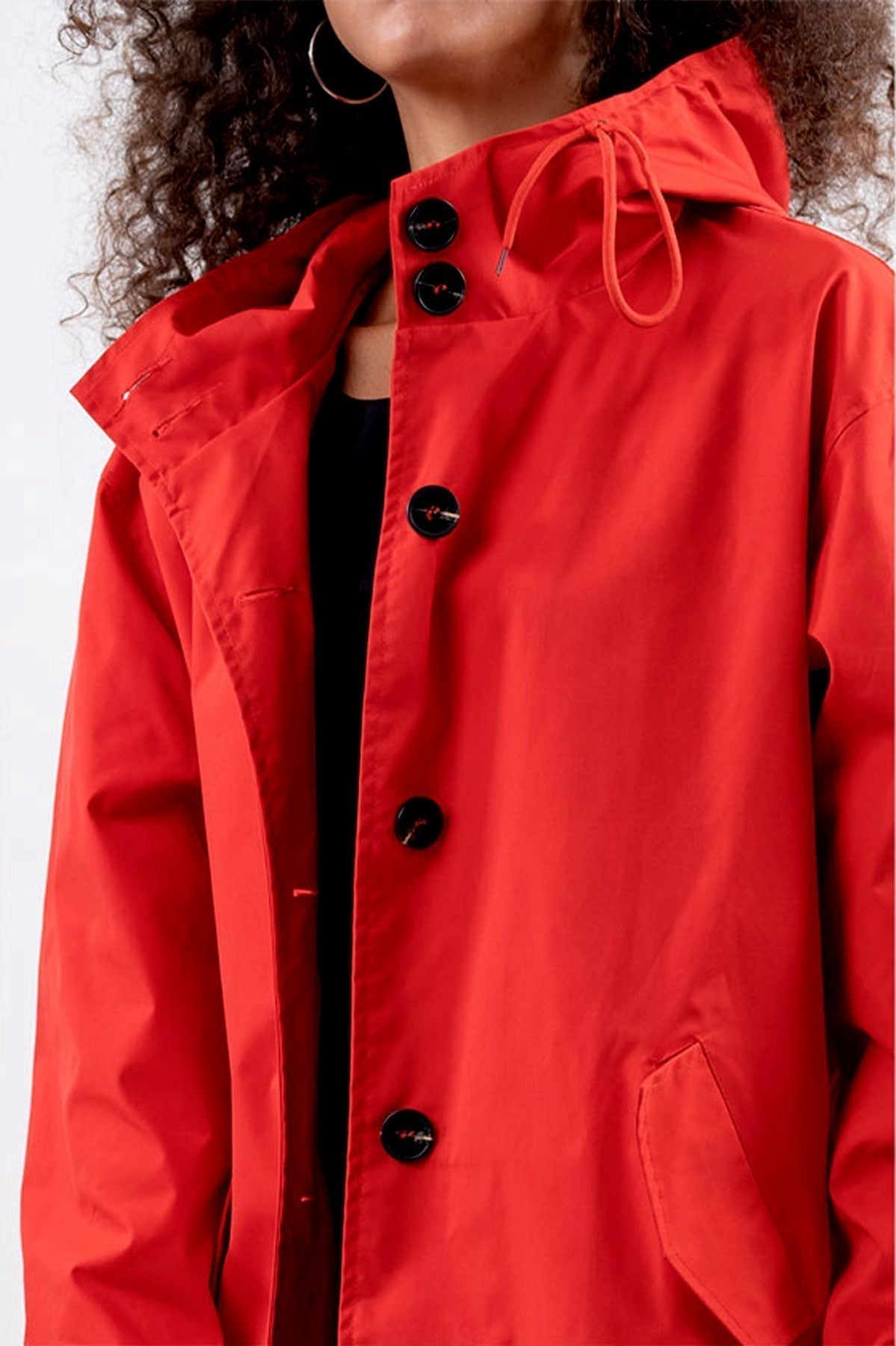 Women’s Lightweight Hooded Coat – Casual Longline Button-Up Jacket