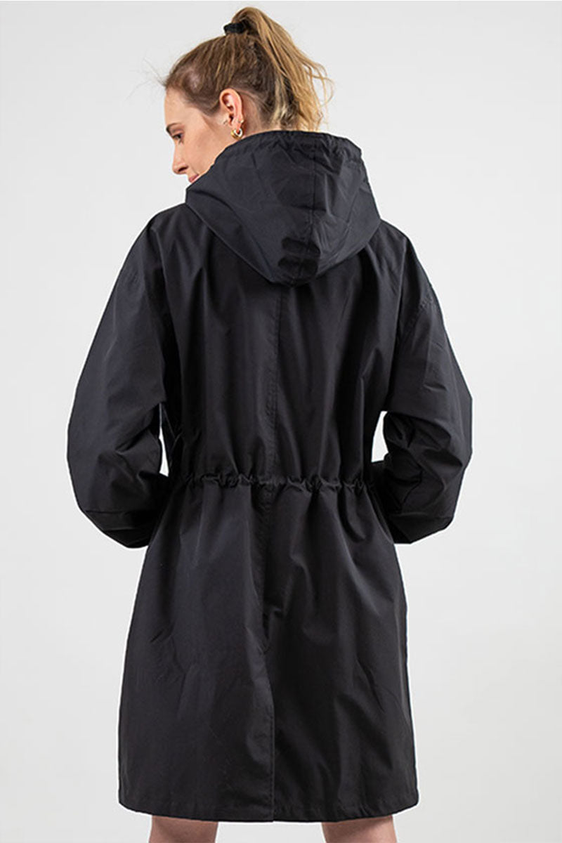 Women’s Lightweight Hooded Coat – Casual Longline Button-Up Jacket