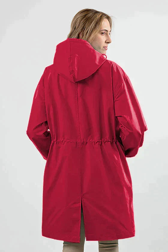 Women’s Lightweight Hooded Coat – Casual Longline Button-Up Jacket