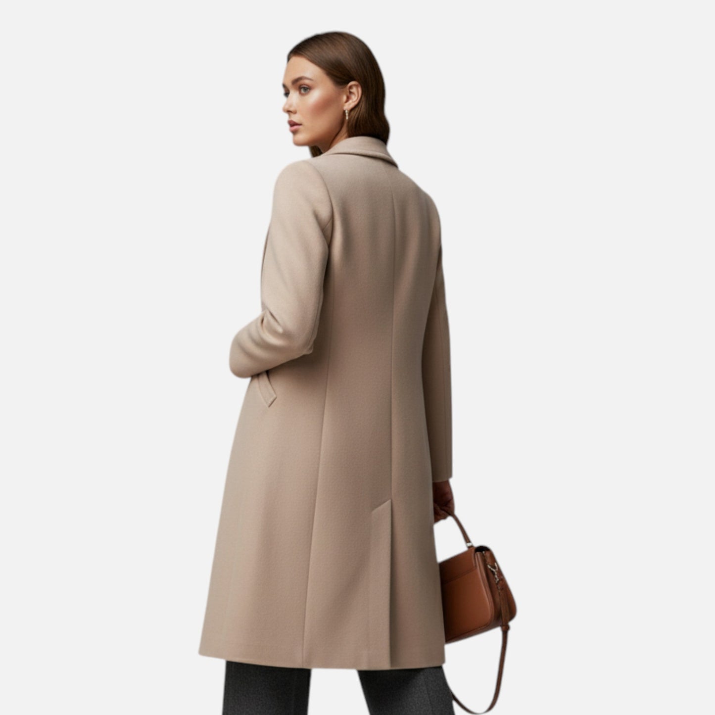 Women’s Long Lapel Winter Overcoat – Timeless Tailored Elegance