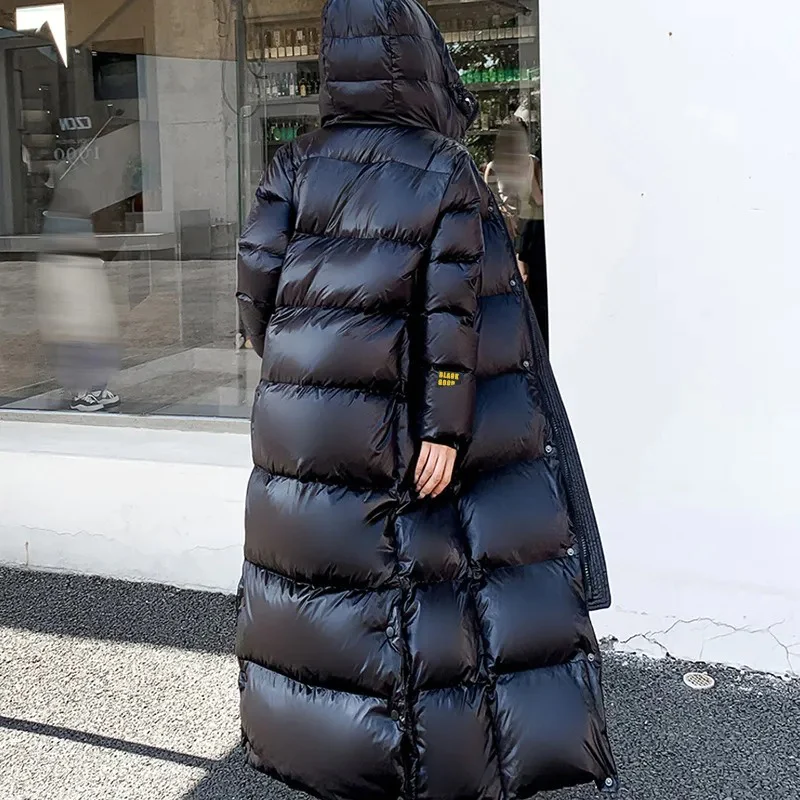 Women’s Long Padded Winter Coat – Hooded – Full-Length – Quilted Design