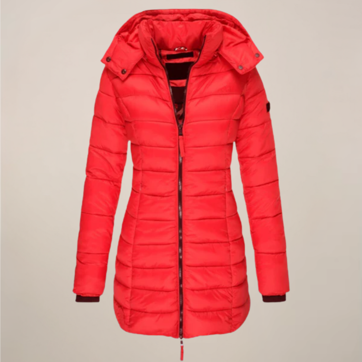 Women’s Long Puffer Jacket – Hooded – Slim Fit – Winter Coat