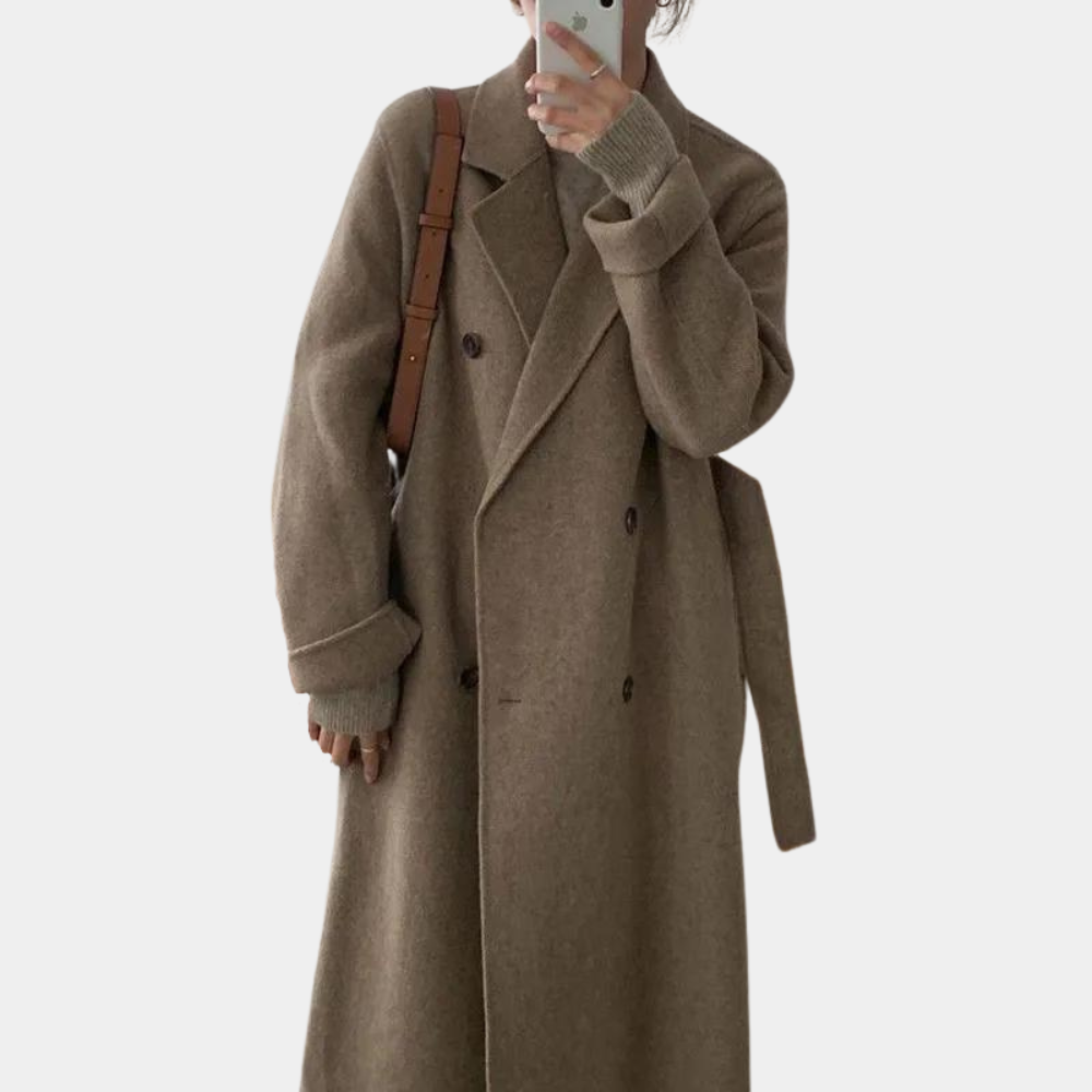 Women’s Long Winter Coat – Double-Breasted Oversized Style