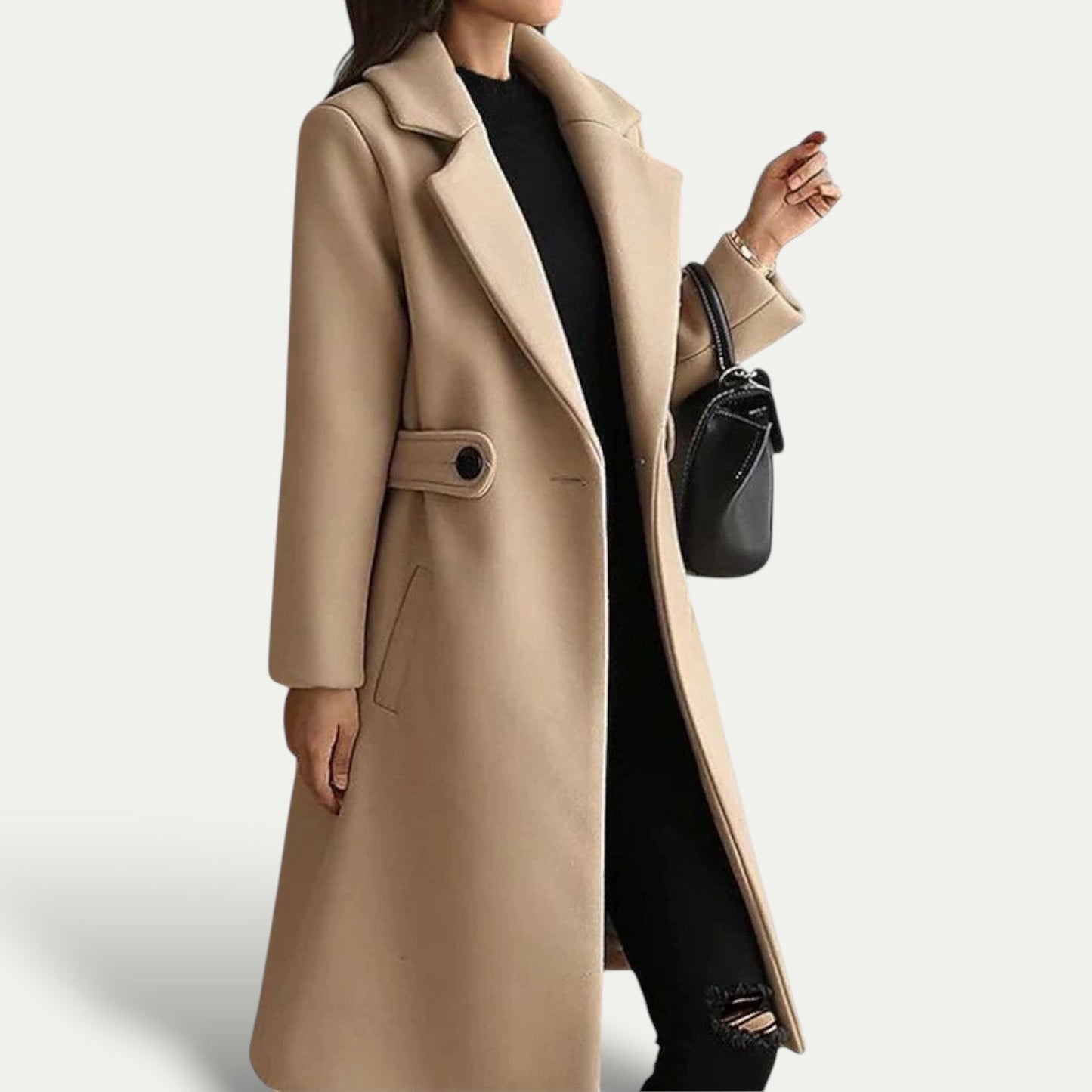Women’s Maxi Single-Breasted Coat with Wide Lapels – Autumn/Winter
