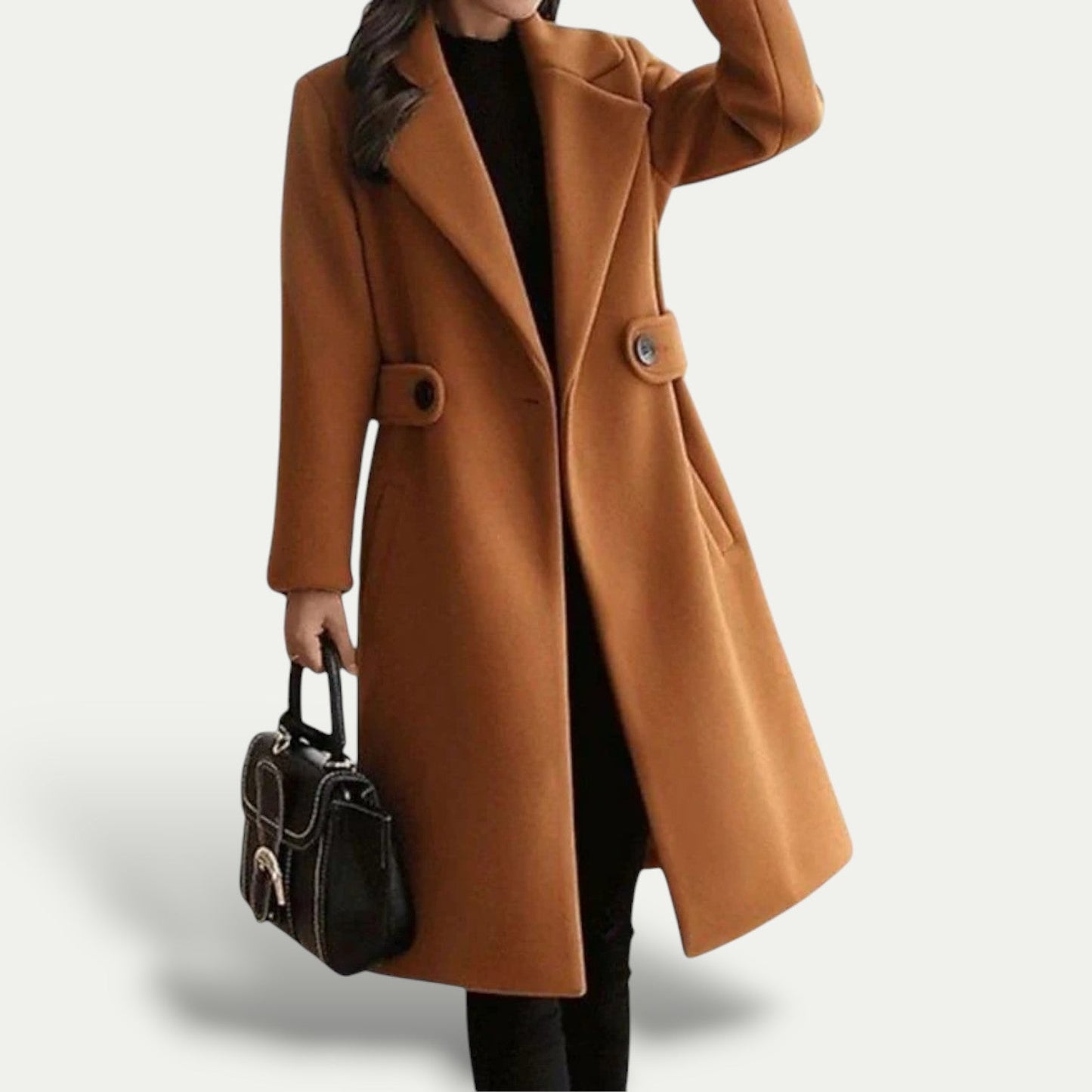 Women’s Maxi Single-Breasted Coat with Wide Lapels – Autumn/Winter