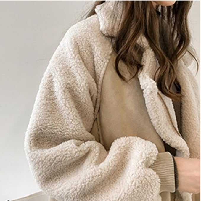 Women’s Oversized Suede Zip Jacket – Warm Teddy-Look