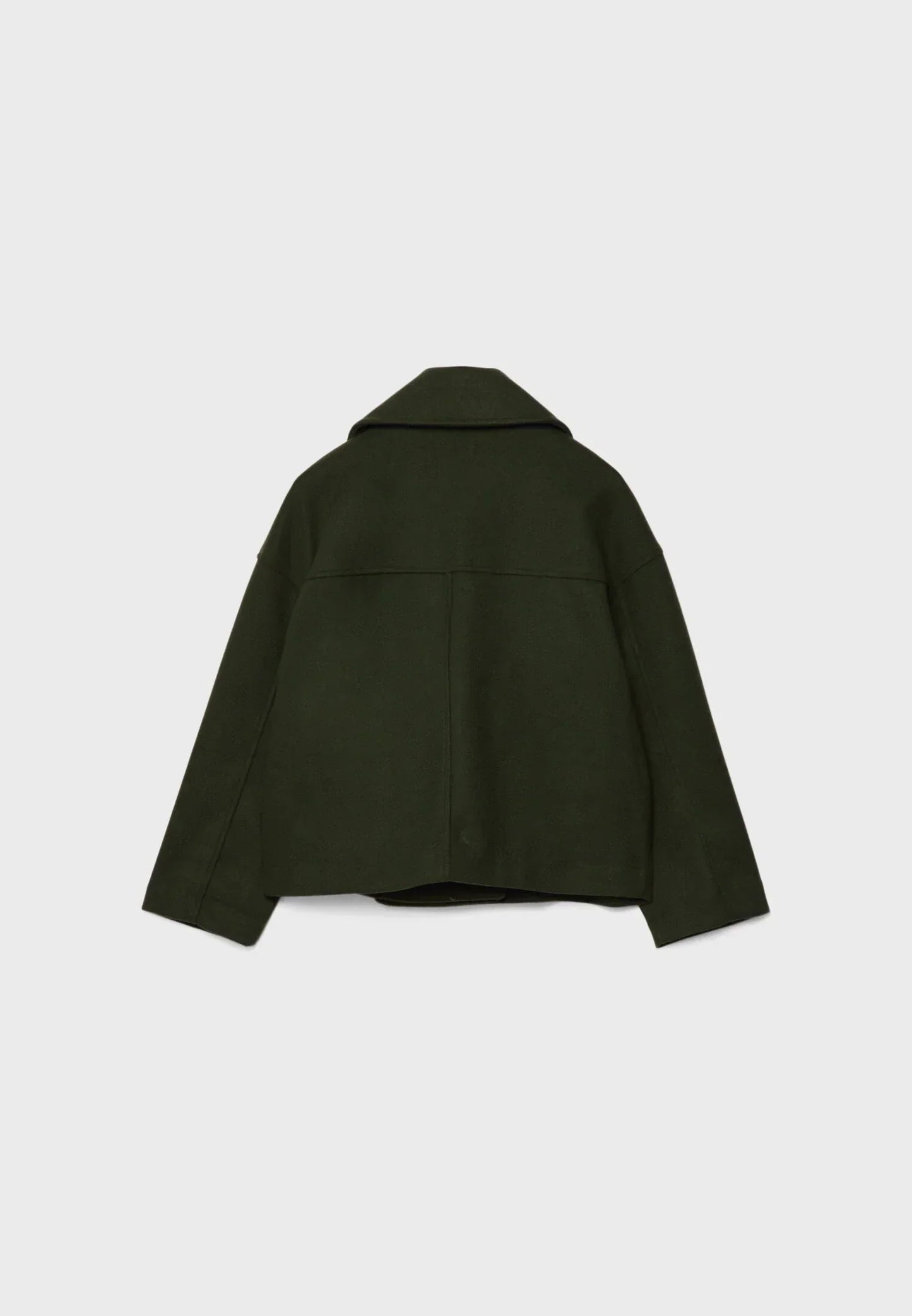 Women’s Short Coat – Wide Lapels, Two-Row Button Front, Cropped Boxy Fit