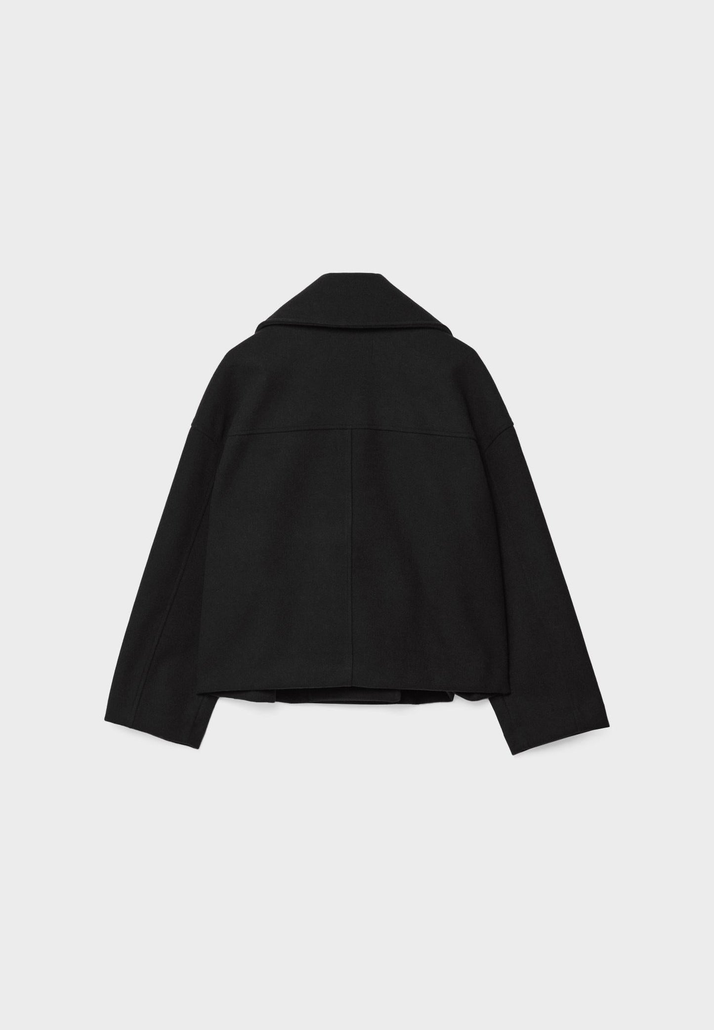 Women’s Short Coat – Wide Lapels, Two-Row Button Front, Cropped Boxy Fit