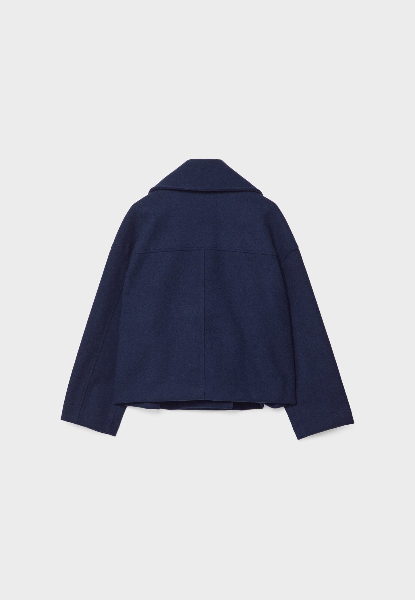 Women’s Short Coat – Wide Lapels, Two-Row Button Front, Cropped Boxy Fit