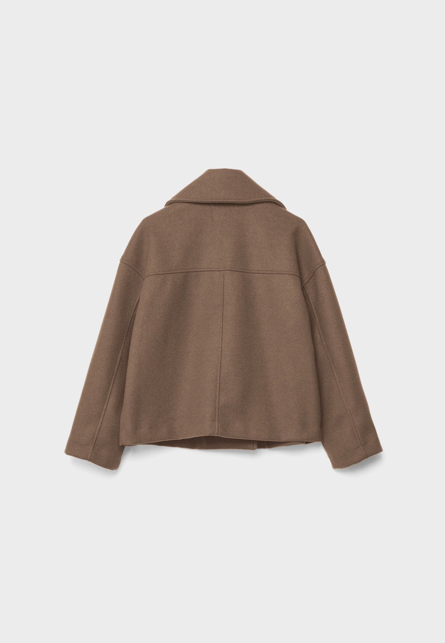 Women’s Short Coat – Wide Lapels, Two-Row Button Front, Cropped Boxy Fit