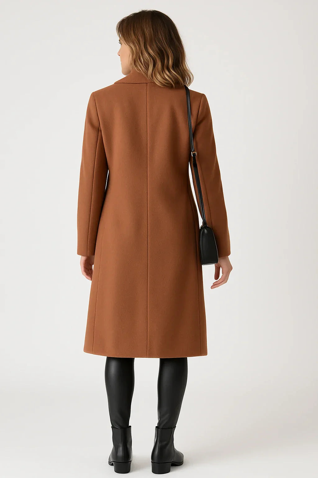 Women’s Structured Peacoat – Double-Breasted with Gold Buttons