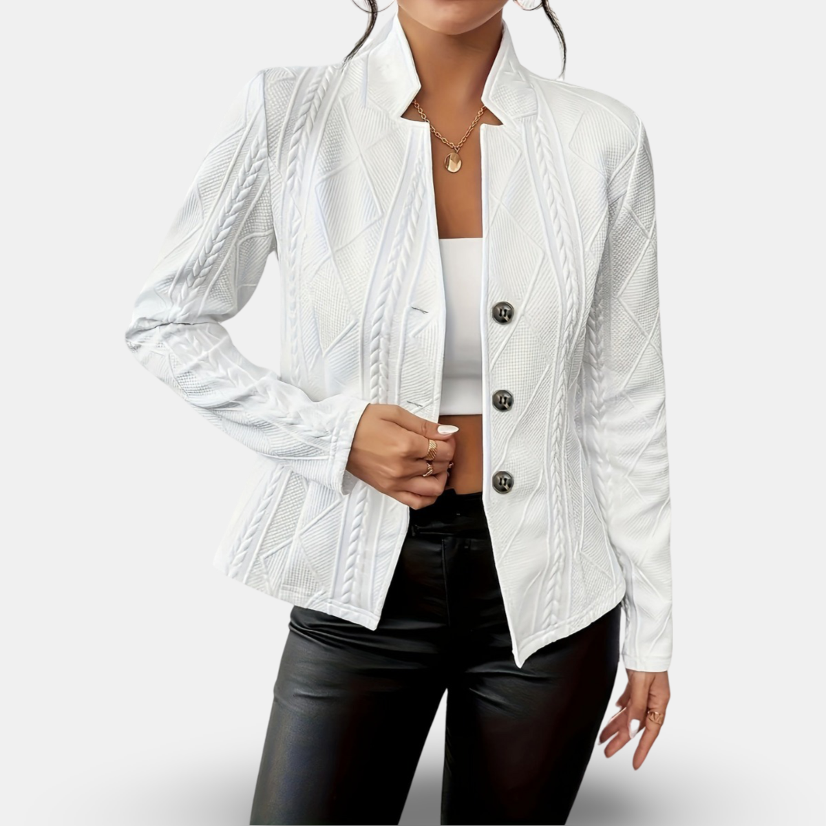 Women’s Textured Blazer – Tailored Fit with Geometric Detailing