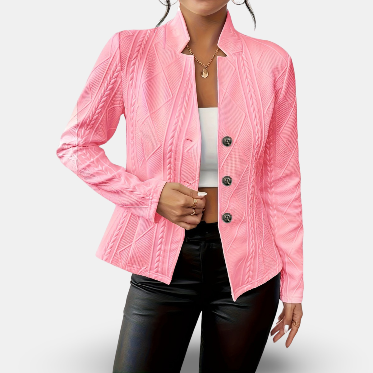 Women’s Textured Blazer – Tailored Fit with Geometric Detailing
