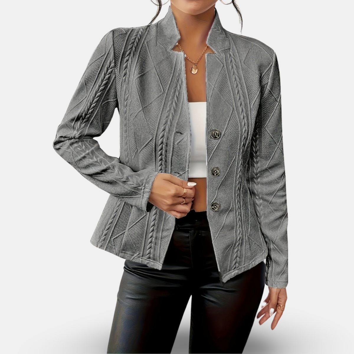 Women’s Textured Blazer – Tailored Fit with Geometric Detailing