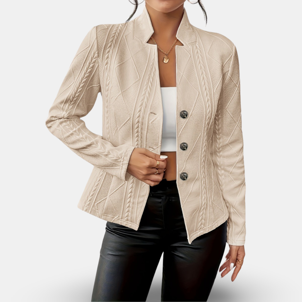 Women’s Textured Blazer – Tailored Fit with Geometric Detailing