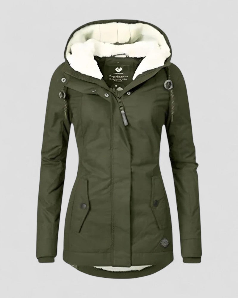 Women’s Waterproof Fleece-Lined Winter Jacket – Long Style