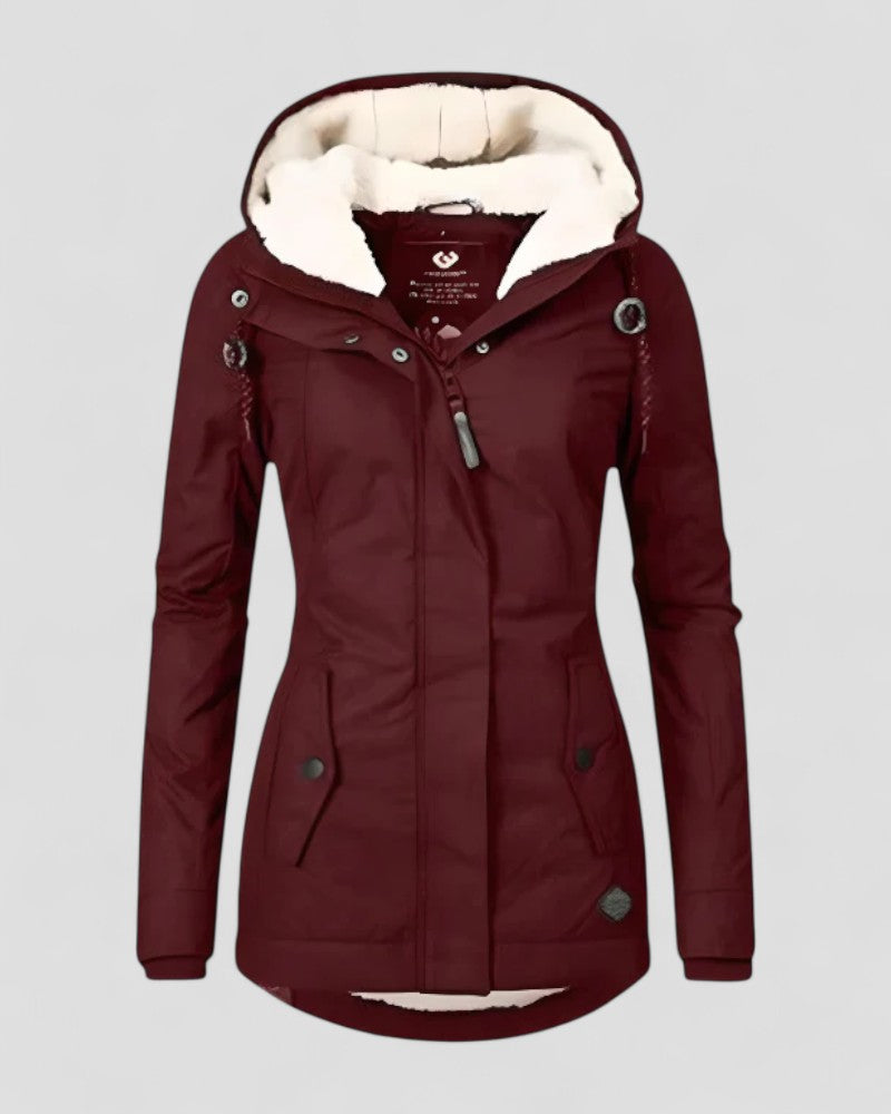 Women’s Waterproof Fleece-Lined Winter Jacket – Long Style