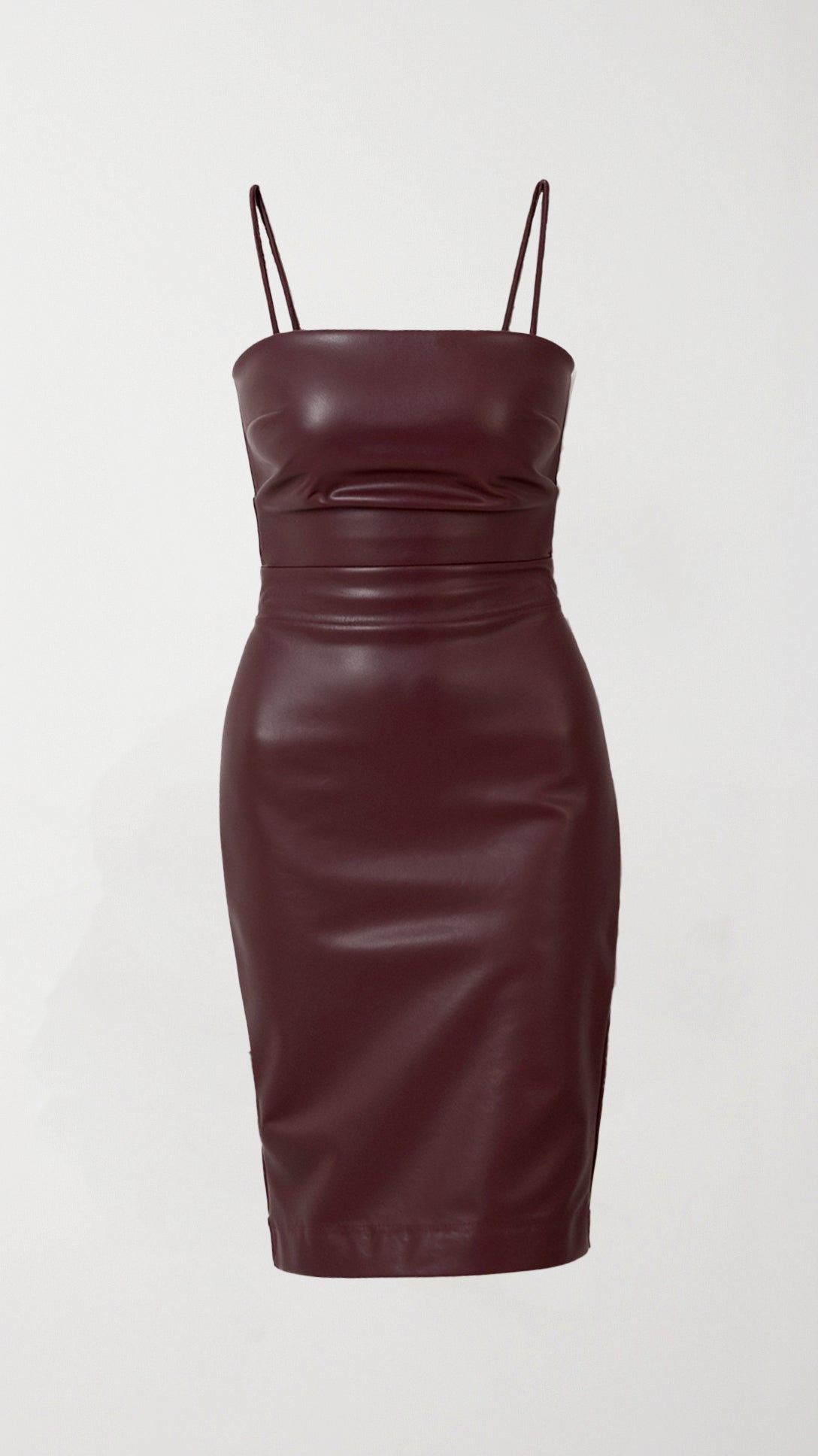 Camellia Midi Vegan Leather Slip Dress