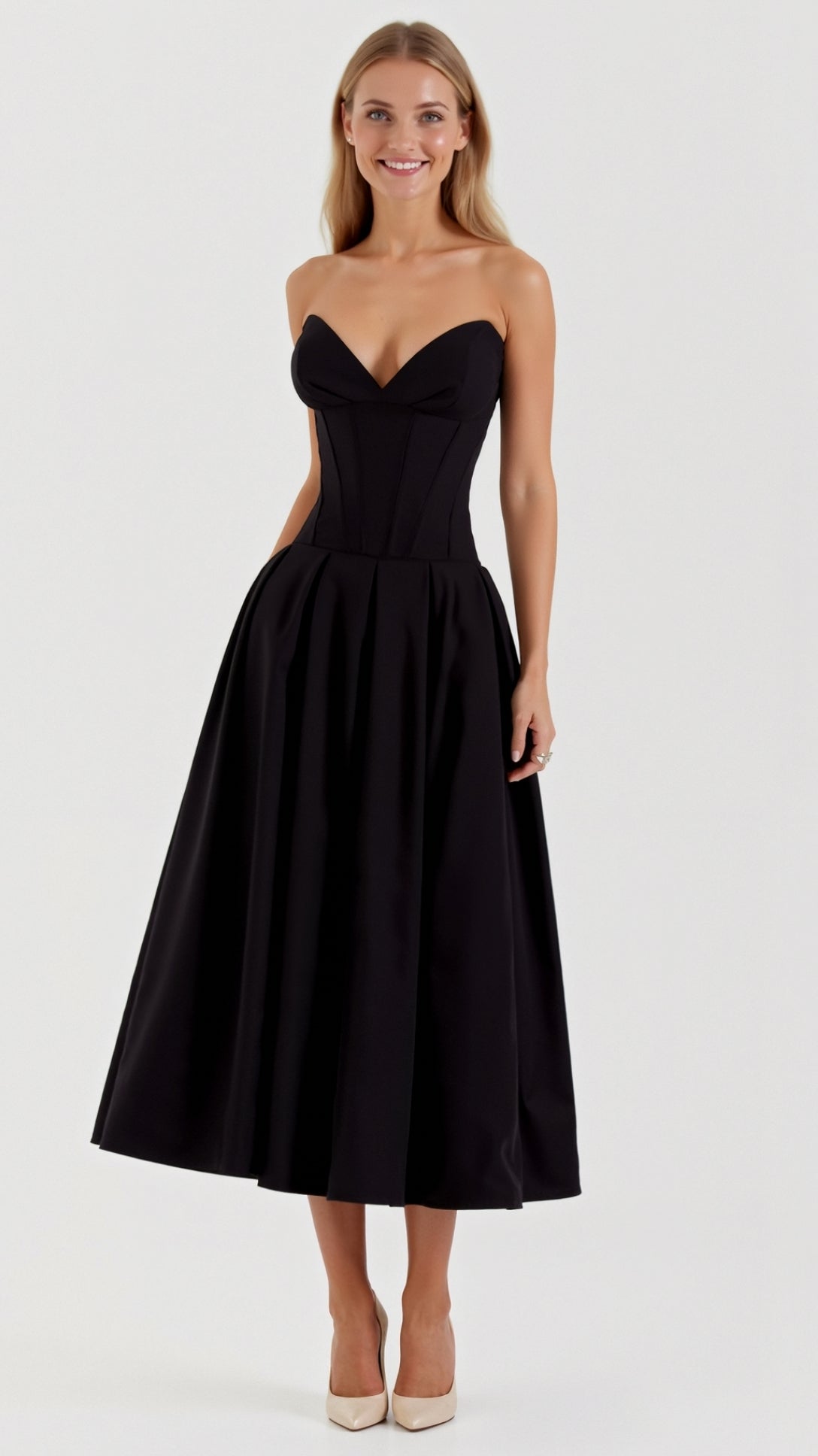 Celestia Strapless Midi Dress