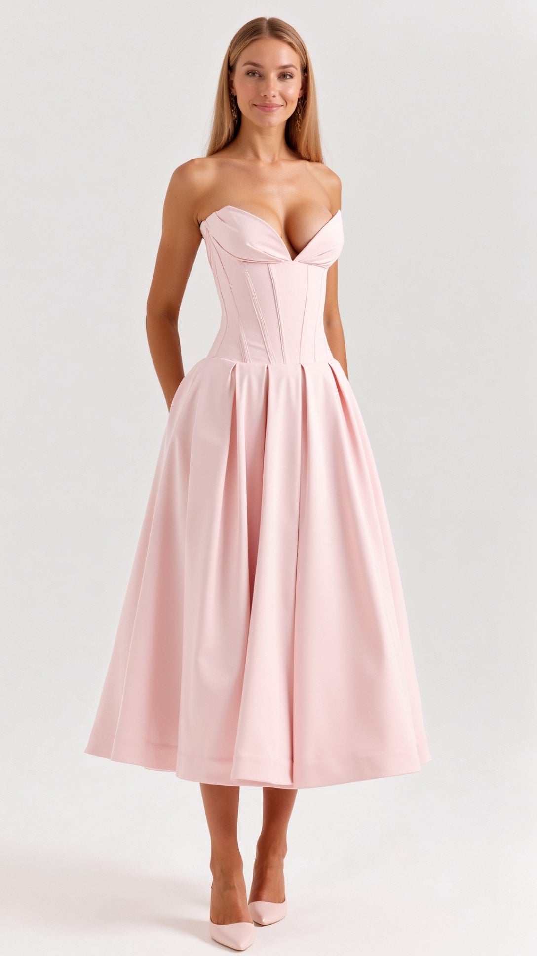 Celestia Strapless Midi Dress