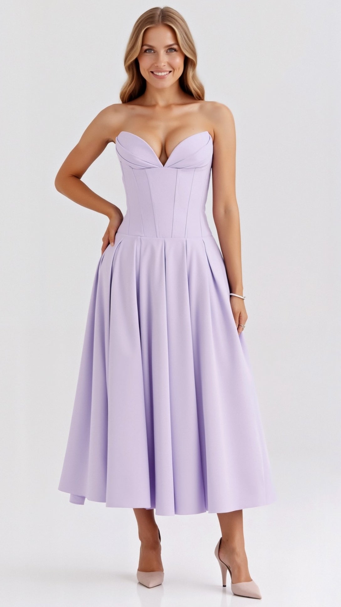Celestia Strapless Midi Dress