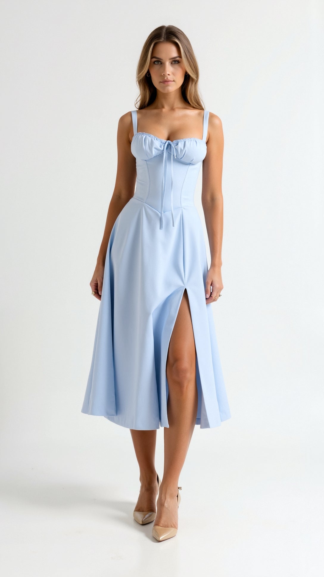 Jade Lace Up Midi Dress