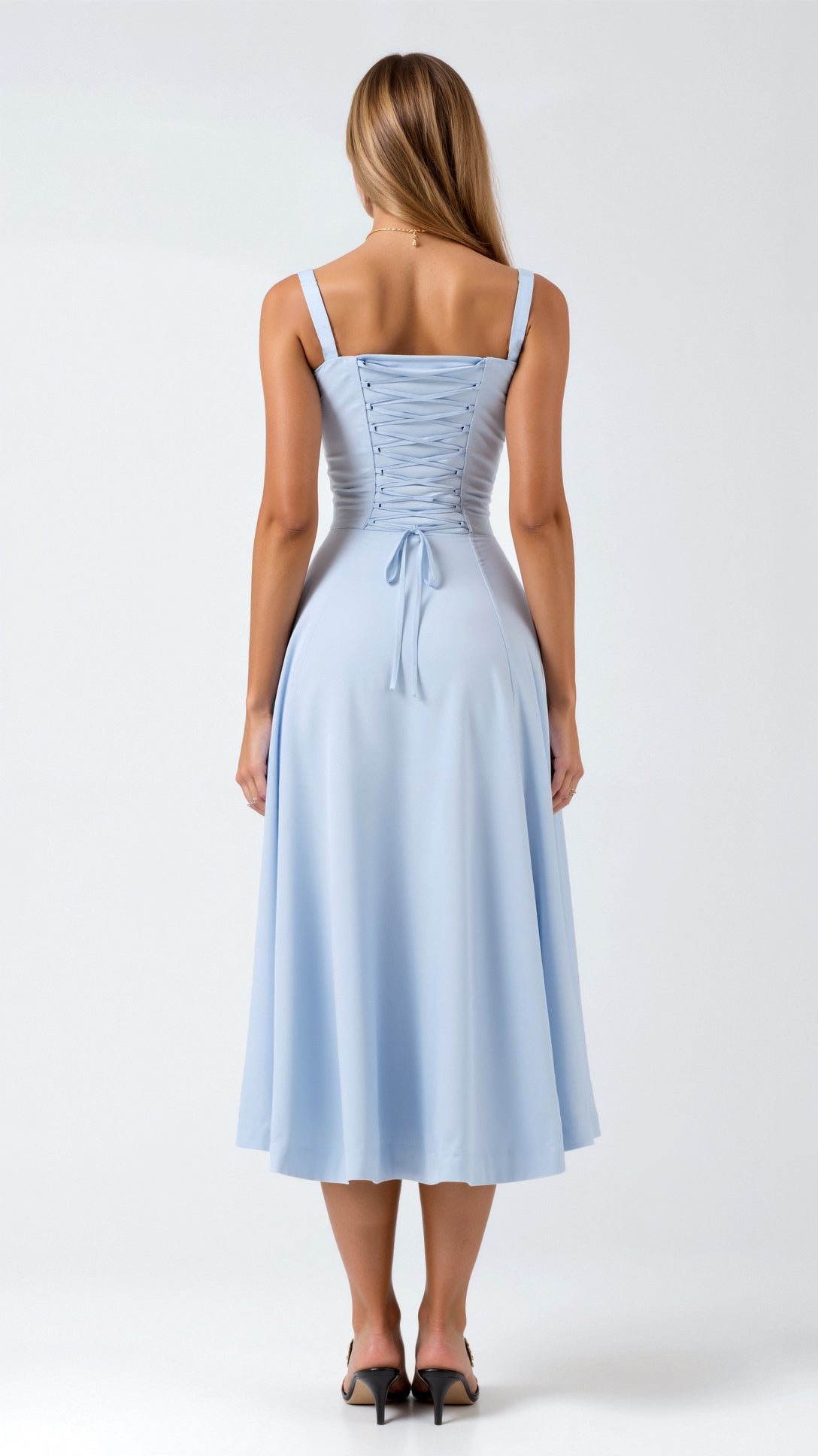 Jade Lace Up Midi Dress