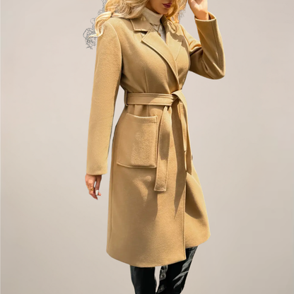 Women’s Belted Long Coat – Elegant Tailored Outerwear for Autumn & Winter