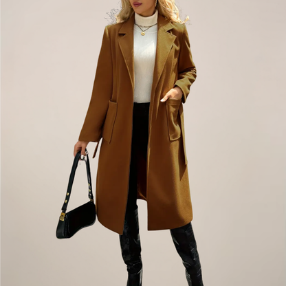Women’s Belted Long Coat – Elegant Tailored Outerwear for Autumn & Winter