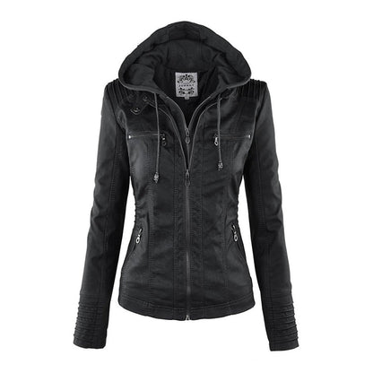 Women’s Brown Hooded Zip-Up Jacket – All-Season Casual Outerwear