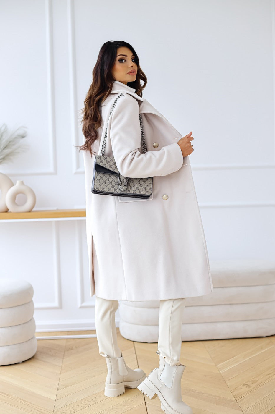 Women’s Double-Breasted Long Coat – Tailored Winter Coat