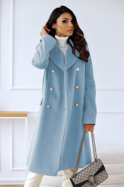 Women’s Double-Breasted Long Coat – Tailored Winter Coat