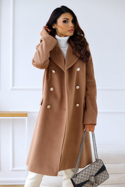 Women’s Double-Breasted Long Coat – Tailored Winter Coat