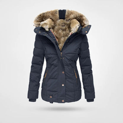 Women’s Faux-Fur Hooded Puffer Jacket – Insulated, Water-Resistant