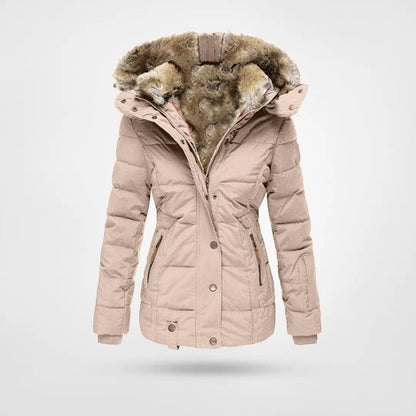 Women’s Faux-Fur Hooded Puffer Jacket – Insulated, Water-Resistant