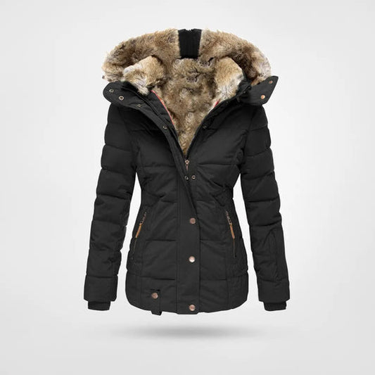 Women’s Faux-Fur Hooded Puffer Jacket – Insulated, Water-Resistant