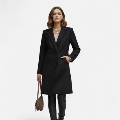 Women’s Long Lapel Winter Overcoat – Timeless Tailored Elegance