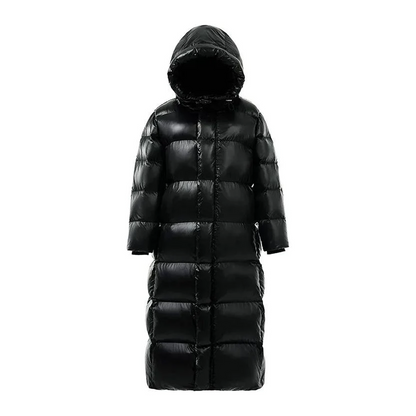 Women’s Long Padded Winter Coat – Hooded – Full-Length – Quilted Design