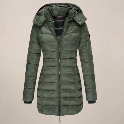 Women’s Long Puffer Jacket – Hooded – Slim Fit – Winter Coat